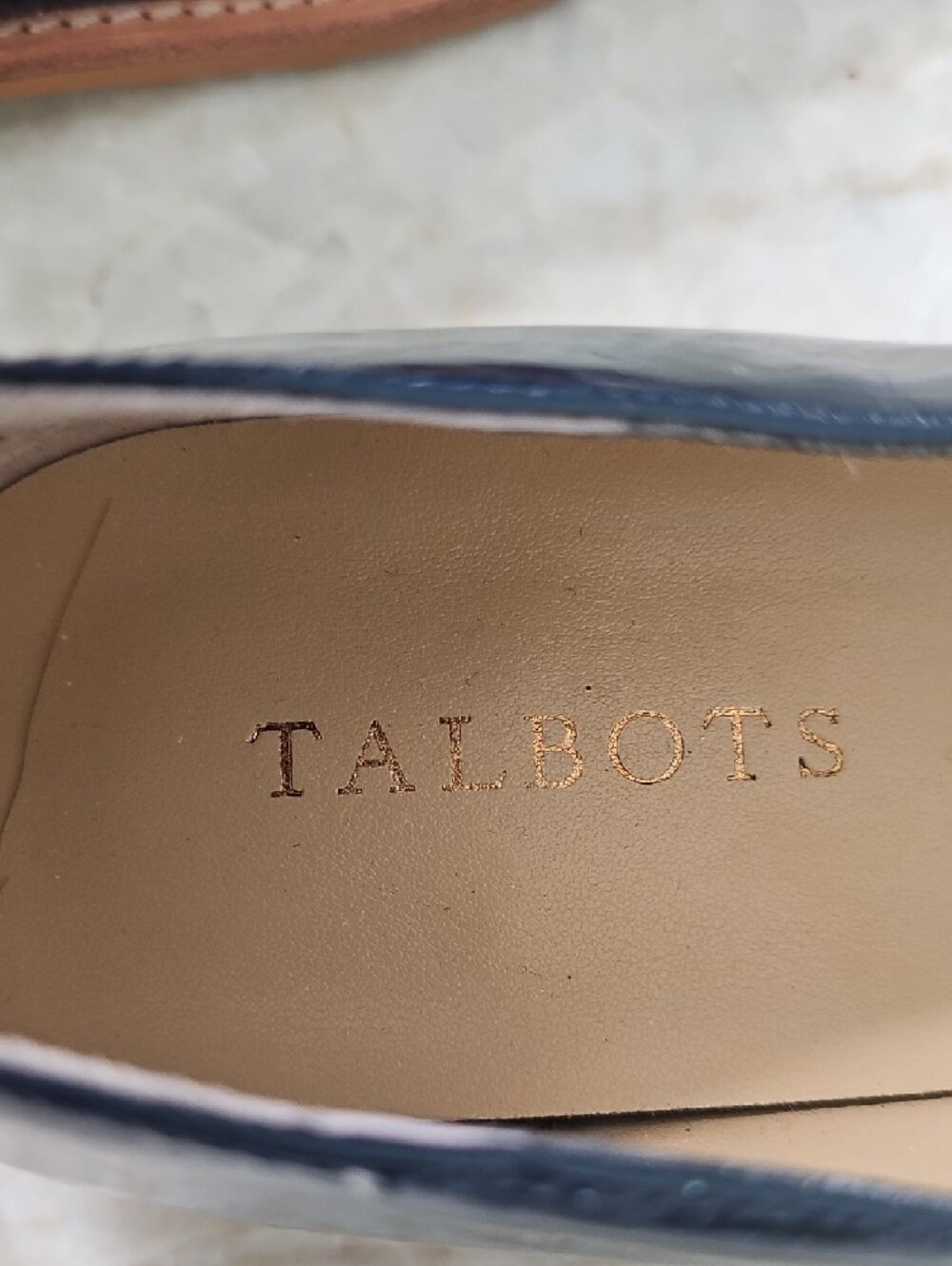 Talbots Navy Patent Leather Kiltie Tie Loafers - Picture 2 of 6